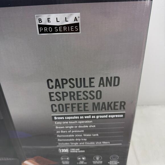 Bella Pro Series Espresso Machine 20 Bar Pressure Nespresso Compatible NEW - Picture 3 of 5